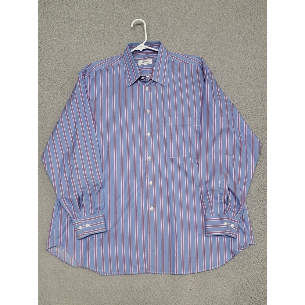 Brioni Blue and Red Striped Dress Shirt